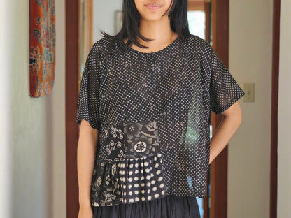 Side Gather Blouse in Black | Yaza
