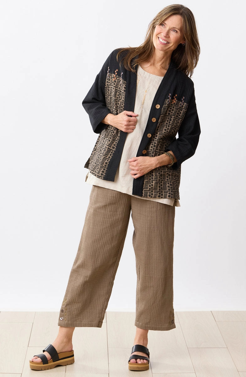 Rupashi Gauze Jacket in Cumin & Black