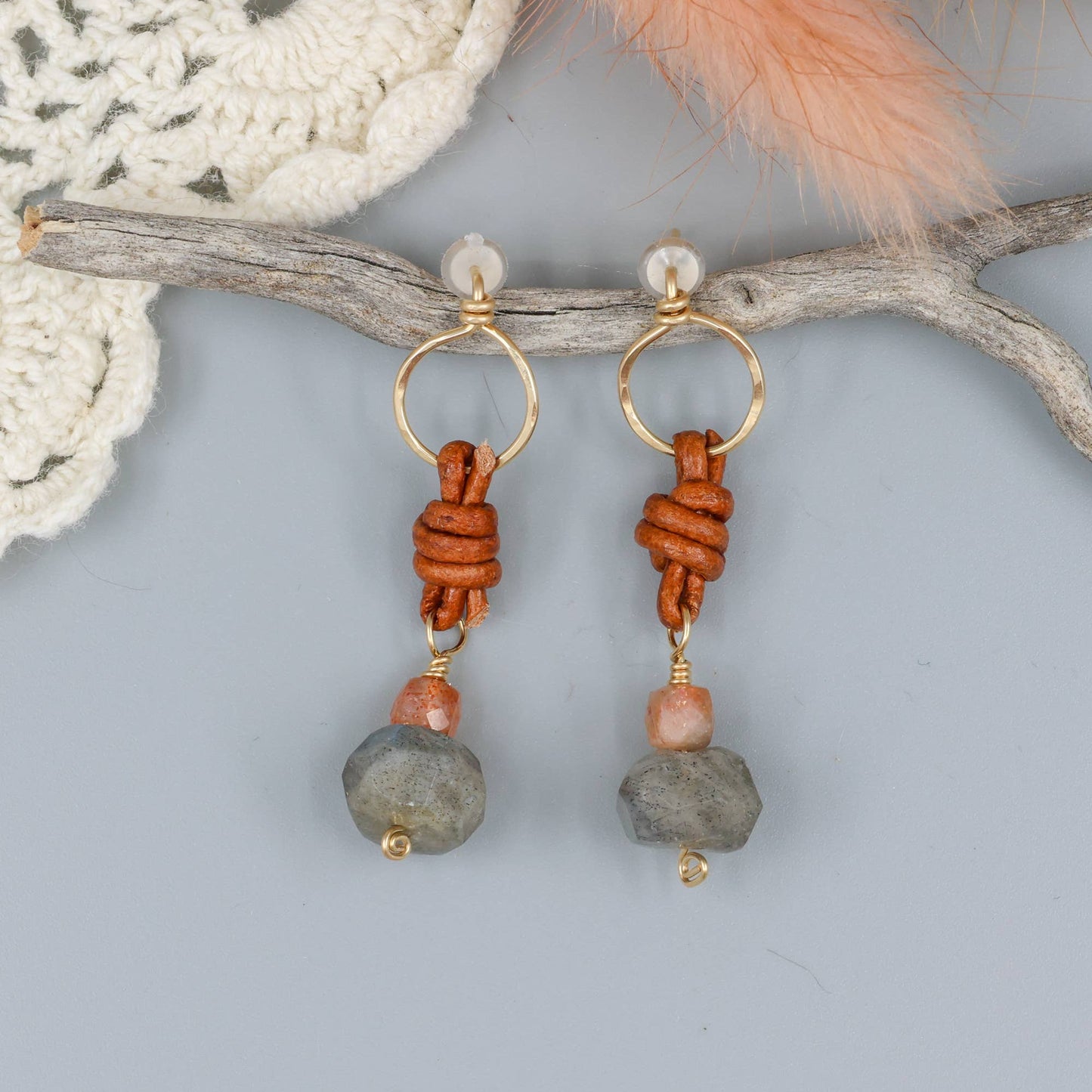 Labradorite & Sunstone Drop Earrings