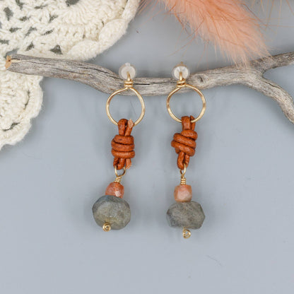 Labradorite & Sunstone Drop Earrings