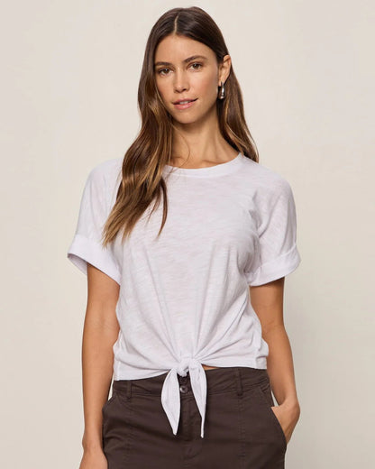 All Day Tie Tee in White | Sanctuary
