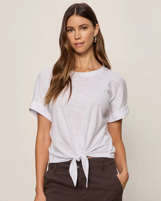 All Day Tie Tee in White | Sanctuary