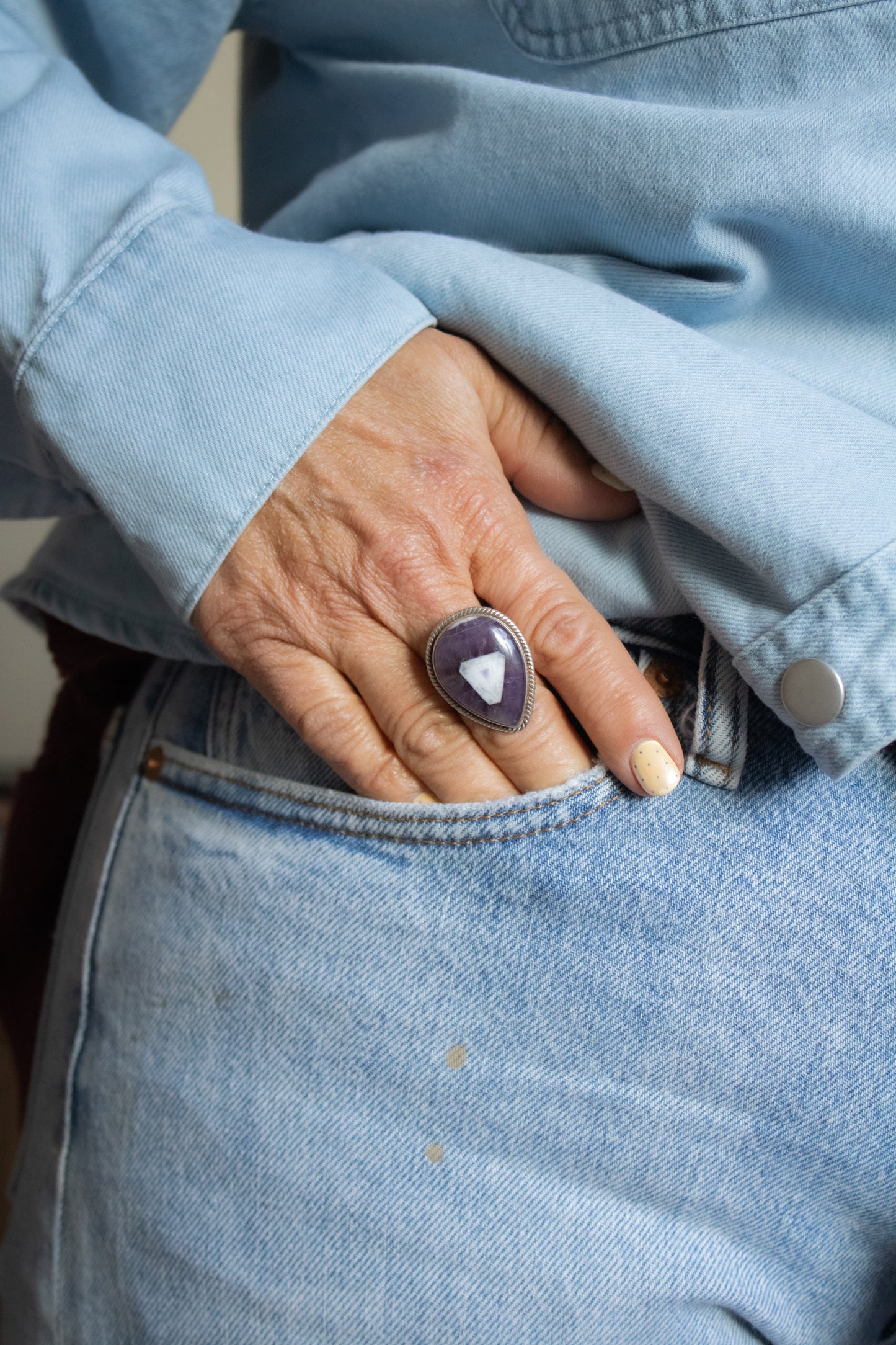 Large Teardrop Amethyst Ring