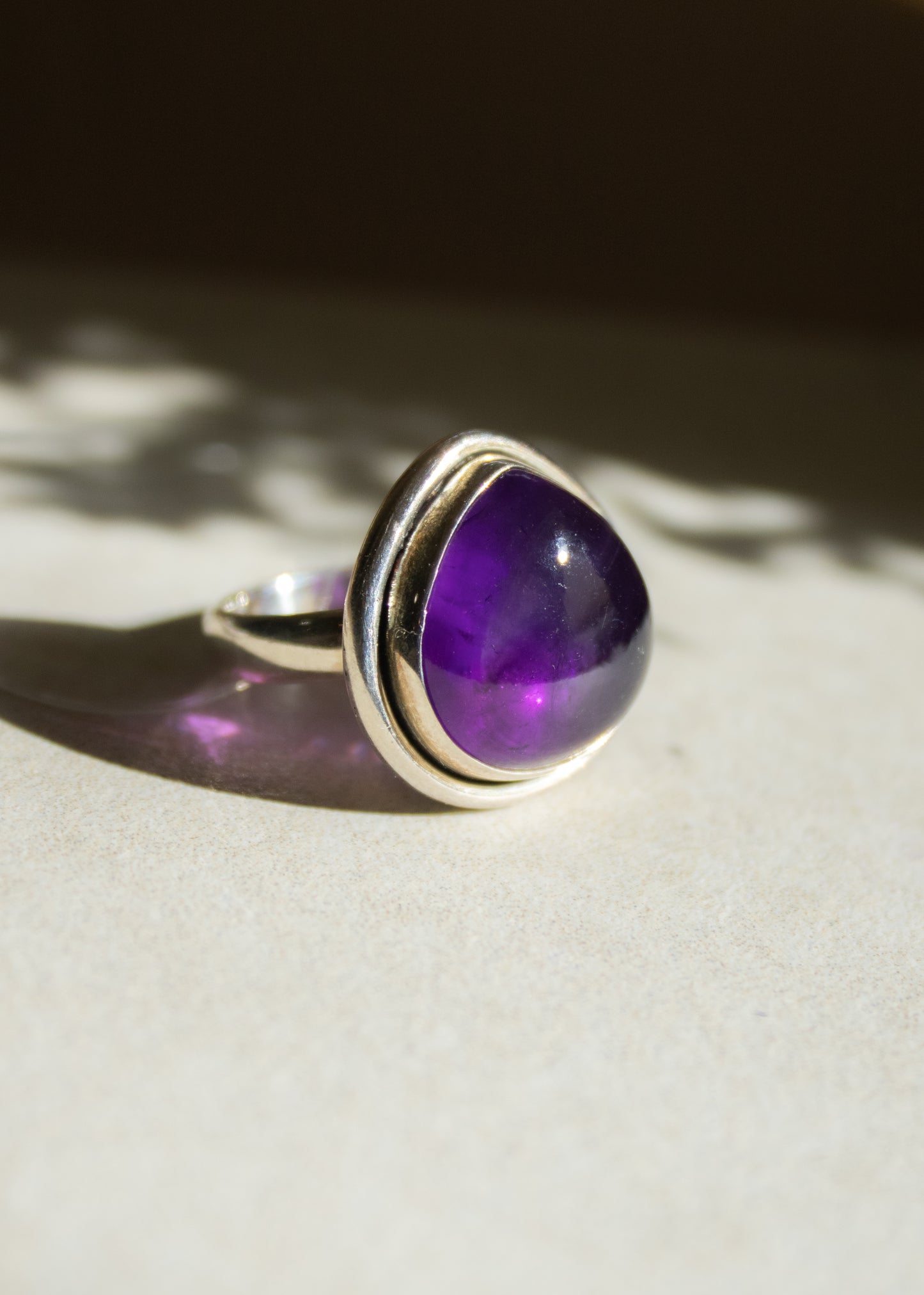 Small Teardrop Amethyst Ring
