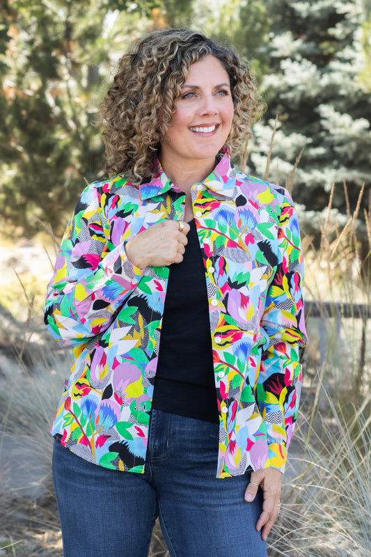 Primary Floral Cotton Button-Up Shirt | APNY