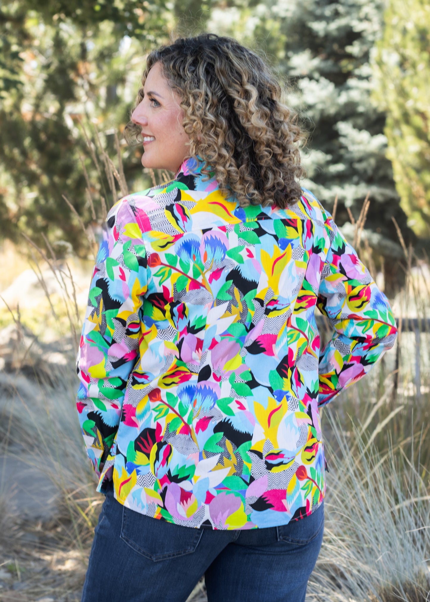 Primary Floral Cotton Button-Up Shirt | APNY