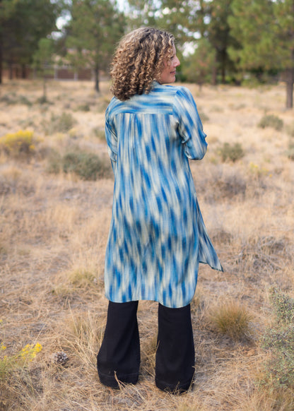 Button Up Tunic in Blue Watercolor | APNY