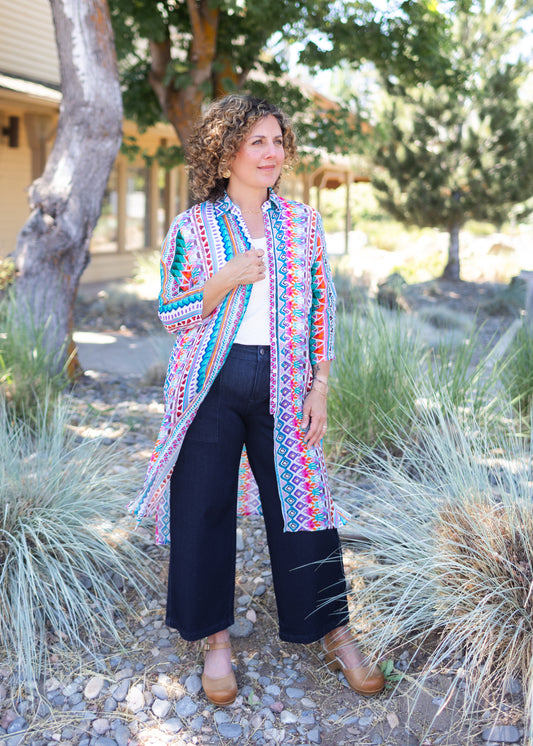 Multi Geometric Button Up Tunic | APNY