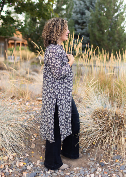 Button Up Tunic in Geo Floral Print | APNY