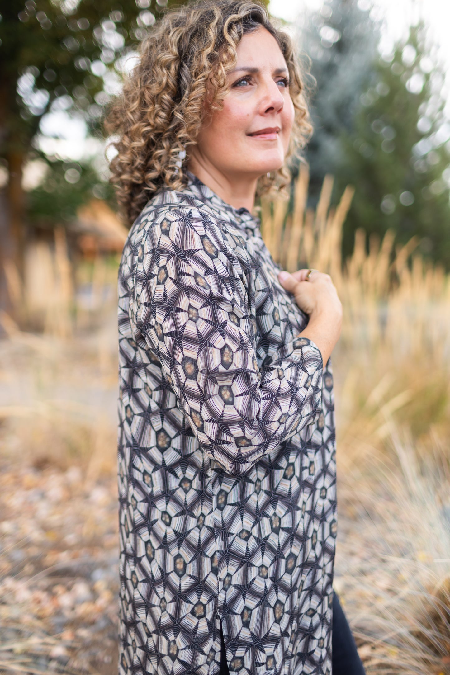 Button Up Tunic in Geo Floral Print | APNY