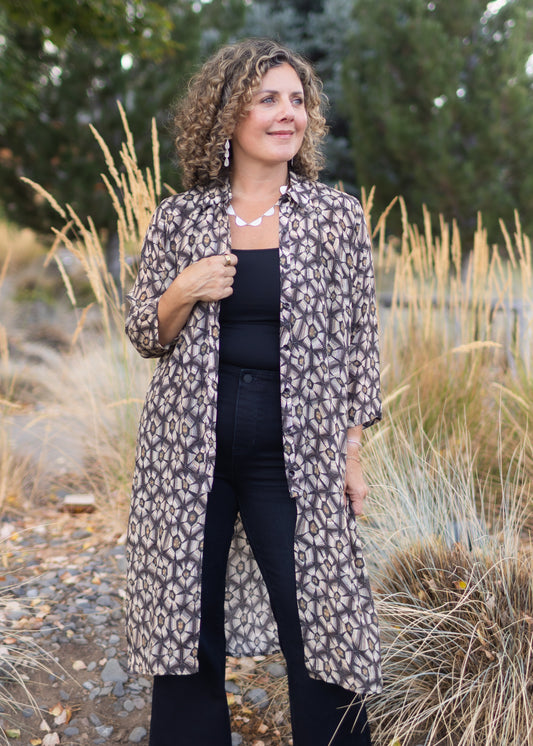 Button Up Tunic in Geo Floral Print | APNY