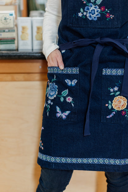 Embroidered Denim Apron