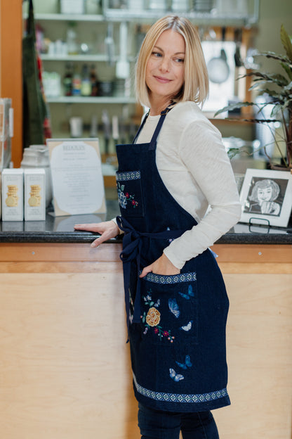 Embroidered Denim Apron