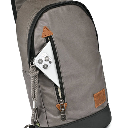 Coated Canvas Sling Bag in Grey