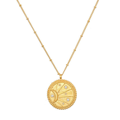 Gold Sunburst Medallion Necklace