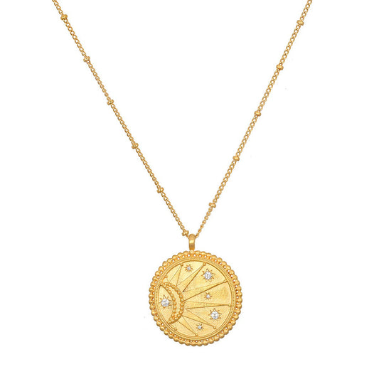 Gold Sunburst Medallion Necklace