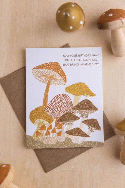 Unexpected Surprises-Mushroom Birthday Greeting Card
