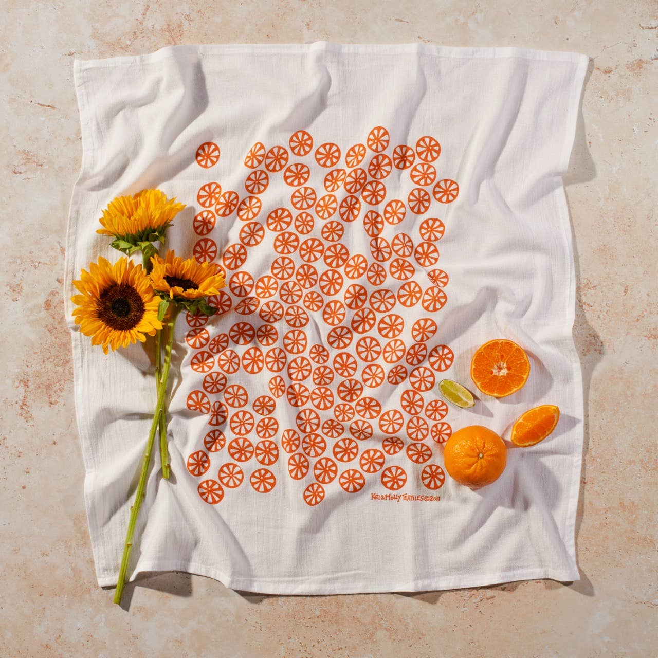 Orange Citrus Flour Sack Tea Towel