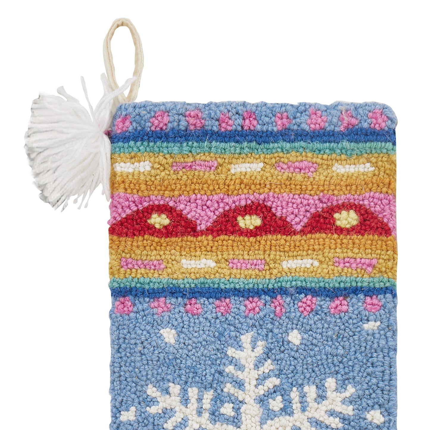 Fair Isle Snowflake Tassel Hook Stocking