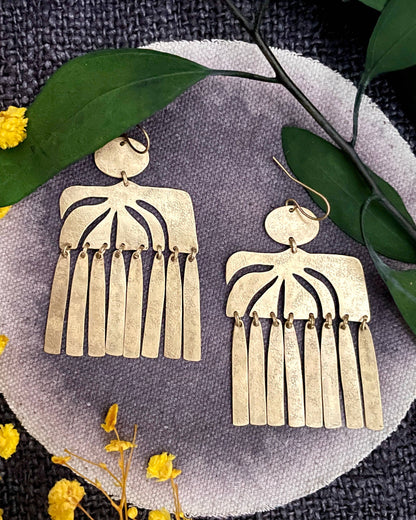 Contemporary Boho Brass Earrings