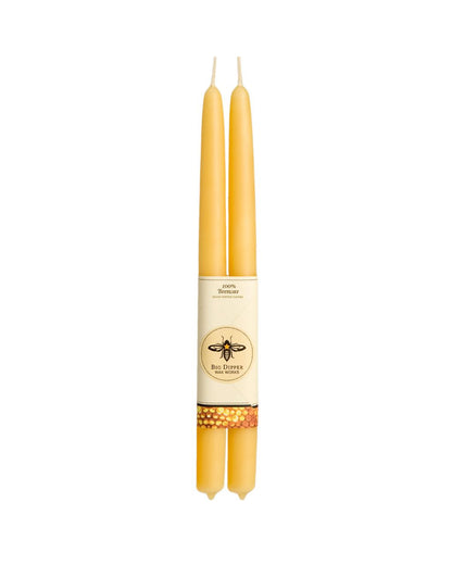 Set of Two Beeswax Taper Candles in Natural