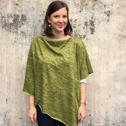 Heather Jersey Poncho in Olive
