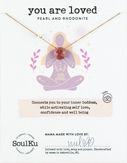 You Are Loved Pearl & Rhodonite Necklace