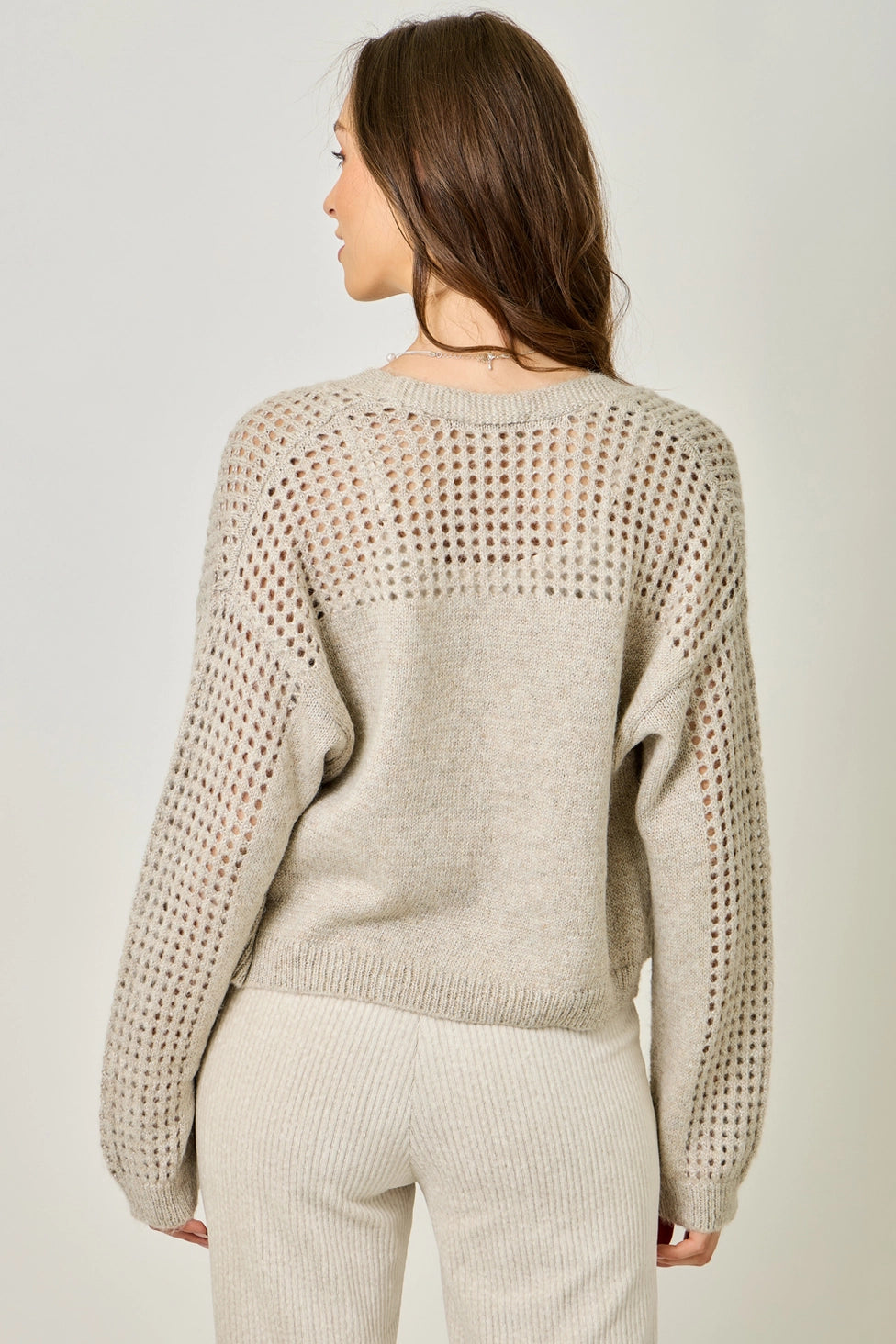 Metallic Open Cardigan in Champagne