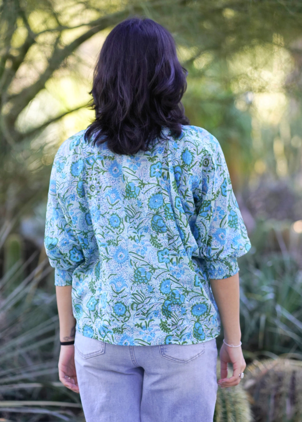 Anjou Cotton One Size Top in Turquoise