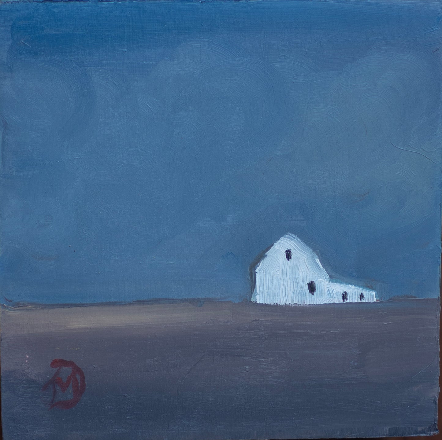 "White Barn" Mini Oil Painting