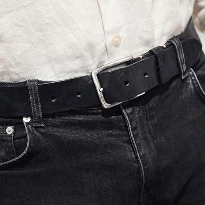 Dan Leather Belt in Black