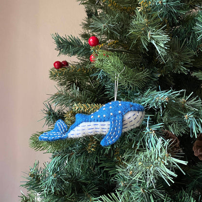 Felt Blue Whale Ornament