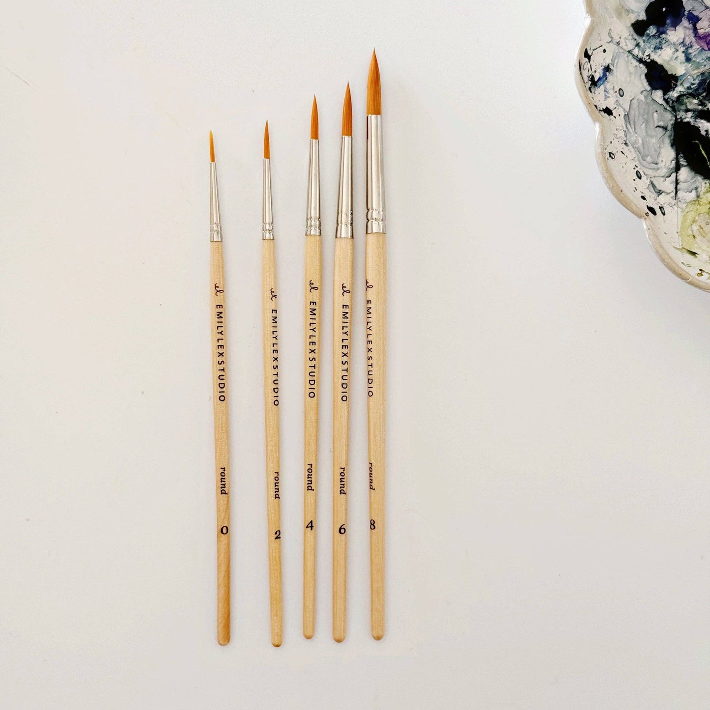 Set of Five Watercolor Paintbrushes