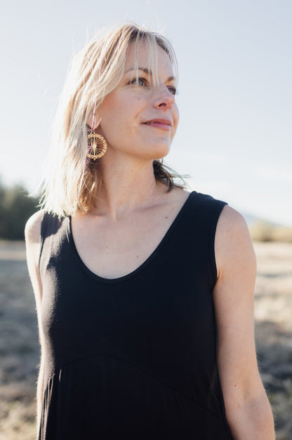 Handmade Filigree Circle Earrings in Gold Plate | Jane Diaz