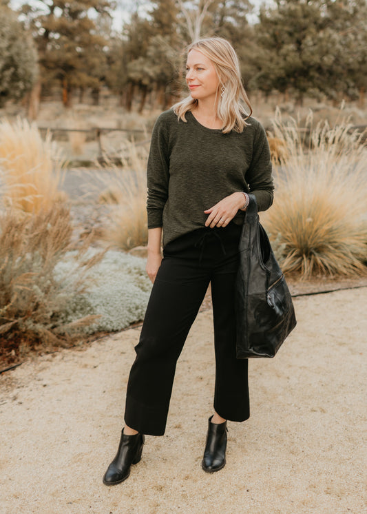 Wide Leg Ankle Pants in Black | Liverpool