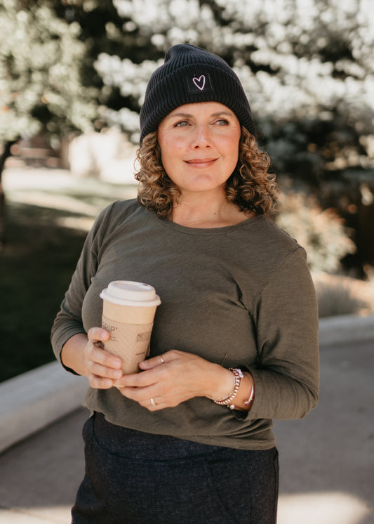 Heart Beanie in Black