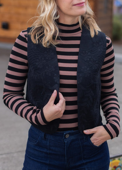 Clarisse Black Embroidered Vest