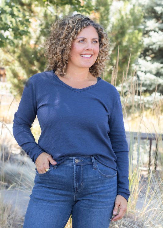 Vanya V-Neck Long Sleeve in Iris | Dear John