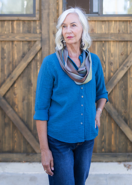 Parachute Fitted Shirt in Peacock | Cut•Loose