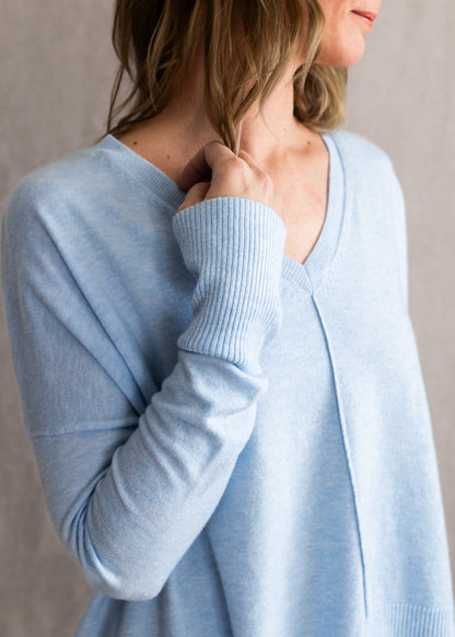 Wagner V-Neck Sweater in Sky Blue | Kerisma