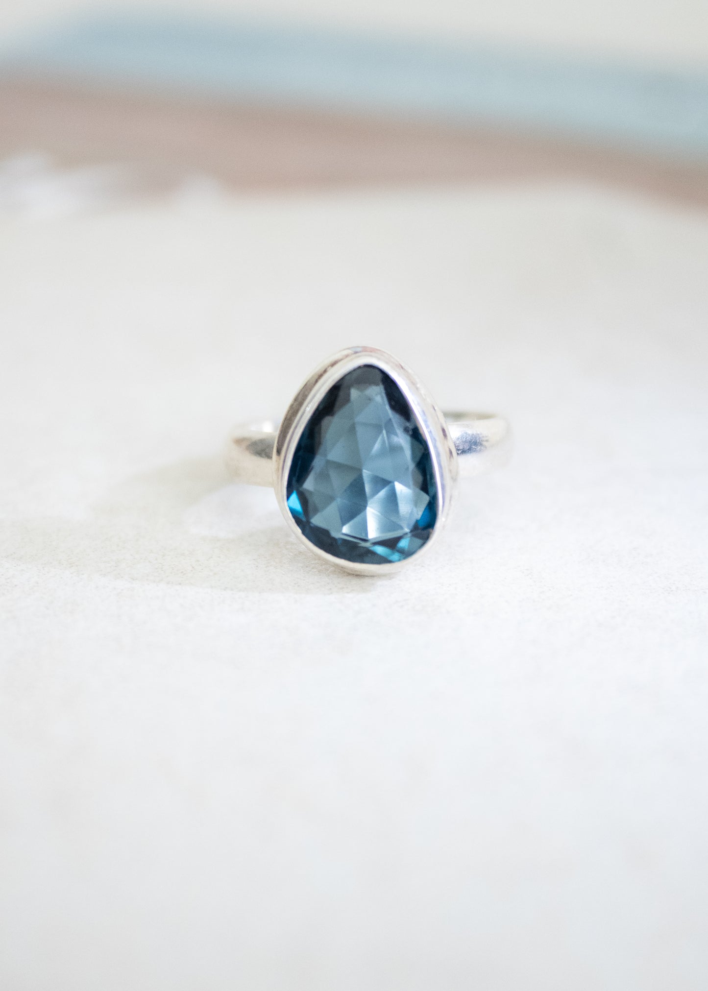 Blue Topaz Teardrop Ring