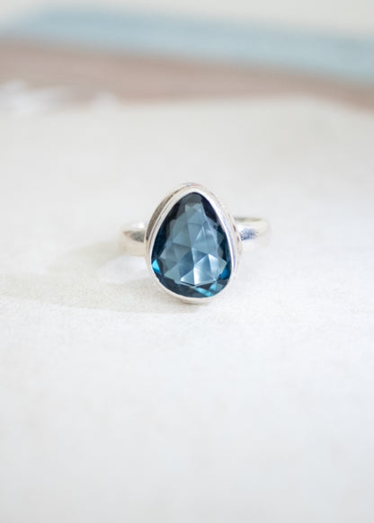 Blue Topaz Teardrop Ring