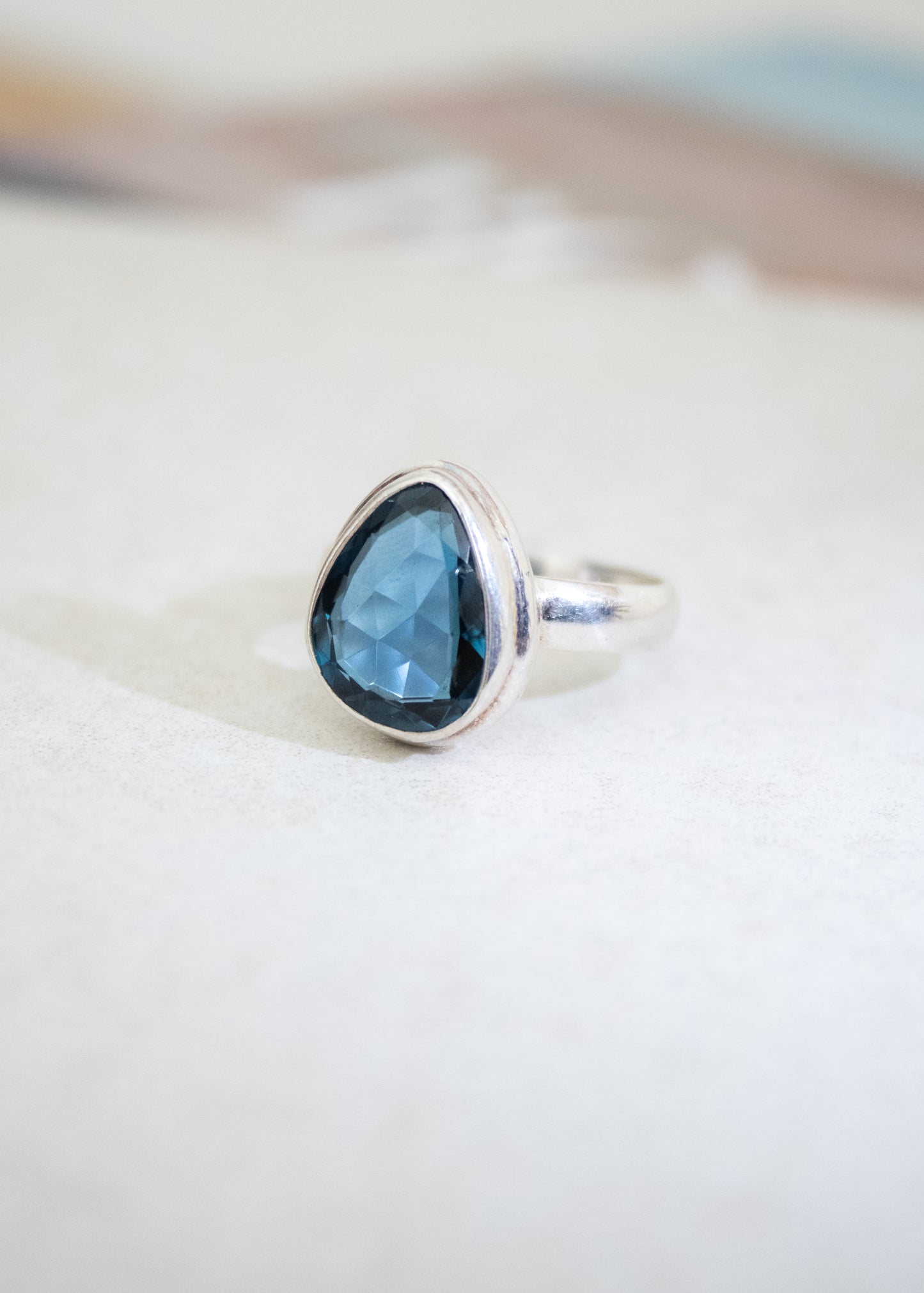 Blue Topaz Teardrop Ring