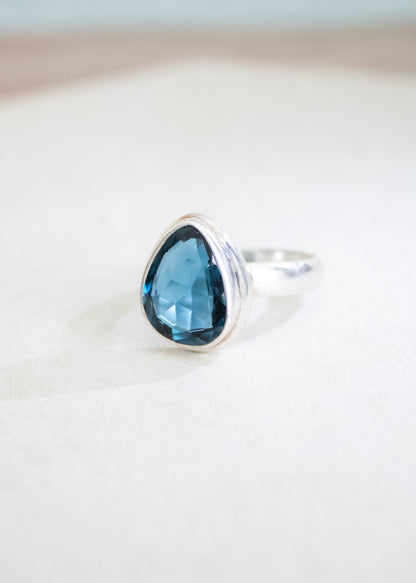 Blue Topaz Teardrop Ring