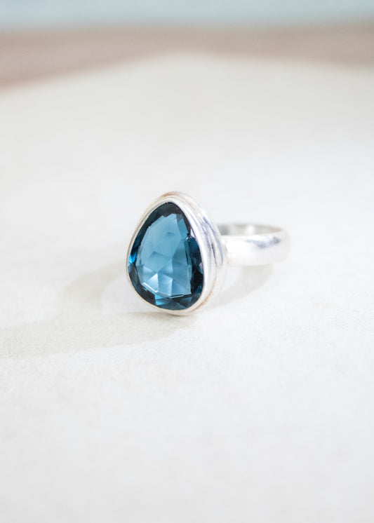 Blue Topaz Teardrop Ring