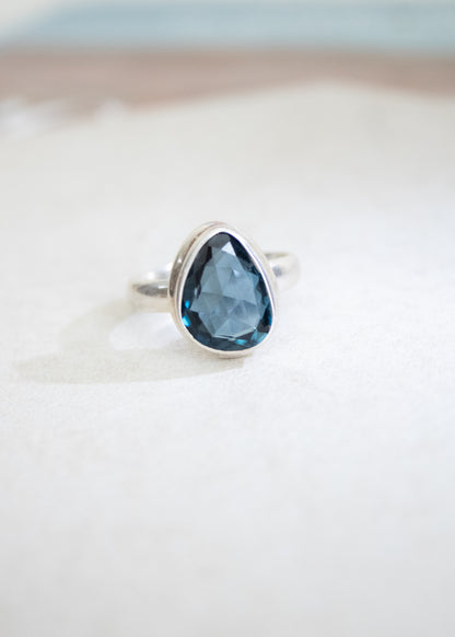 Blue Topaz Teardrop Ring