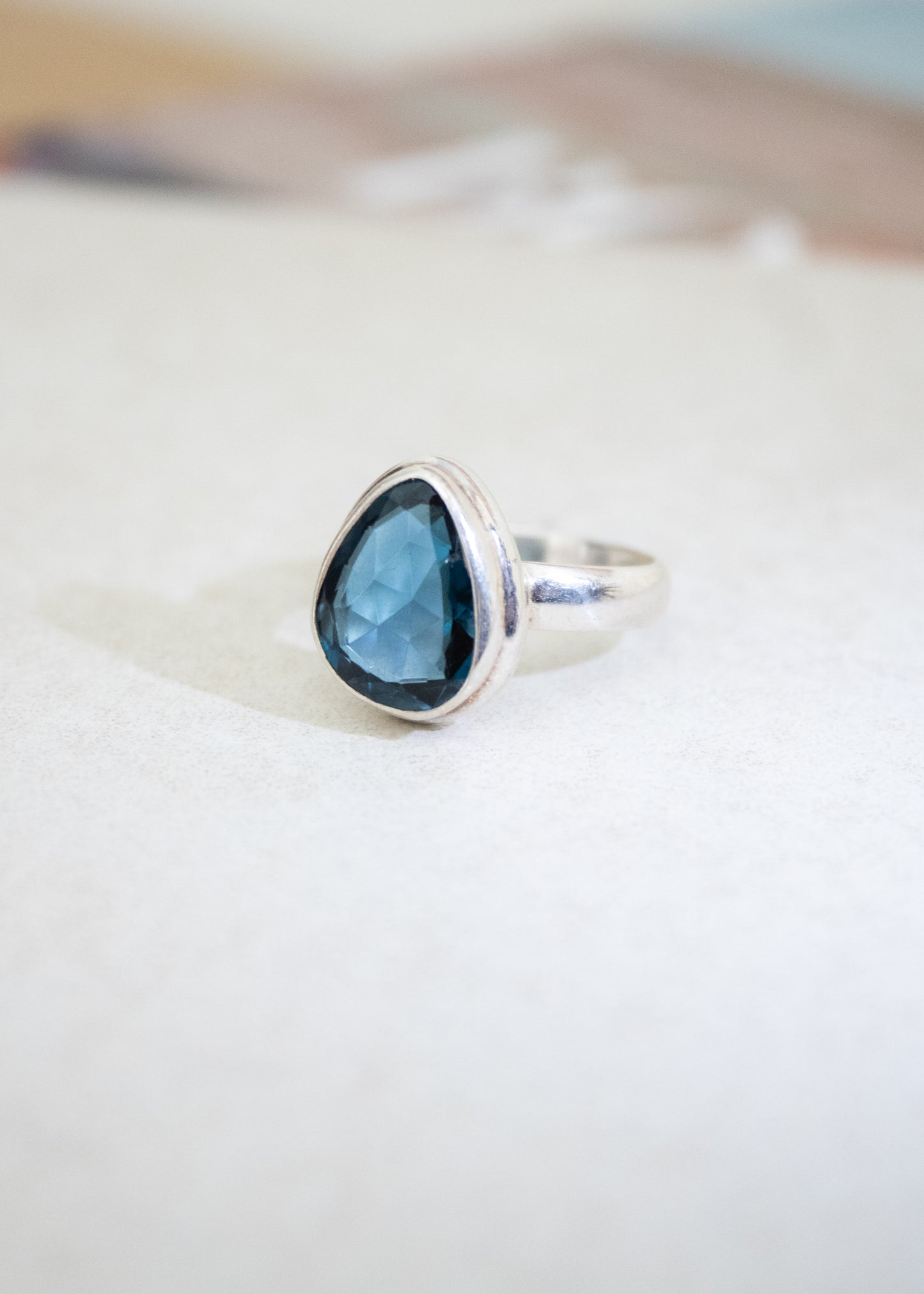 Blue Topaz Teardrop Ring