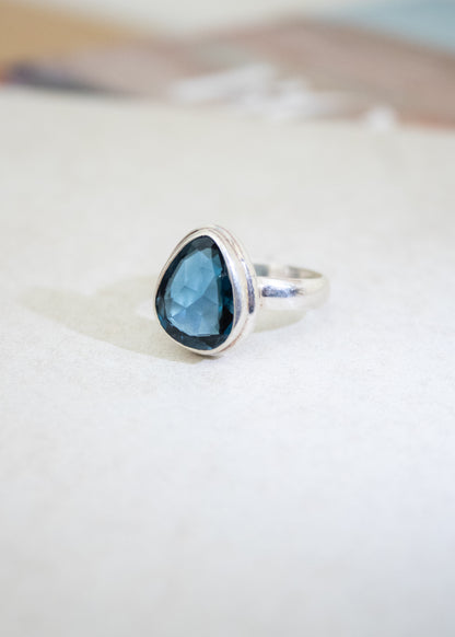 Blue Topaz Teardrop Ring