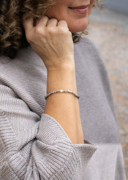 Silver Bead Bracelet with Stardust Bead