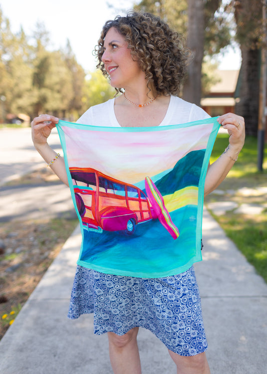 Surf's Up Printed Square Scarf
